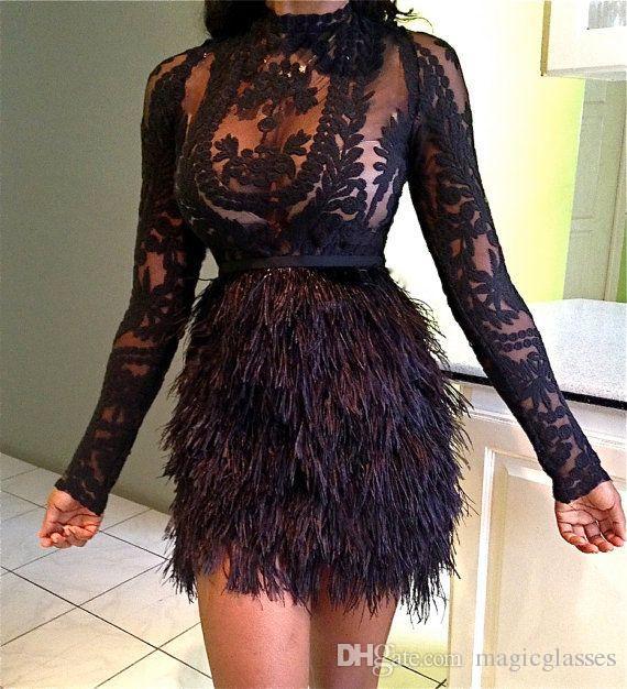short prom dresses with feathers