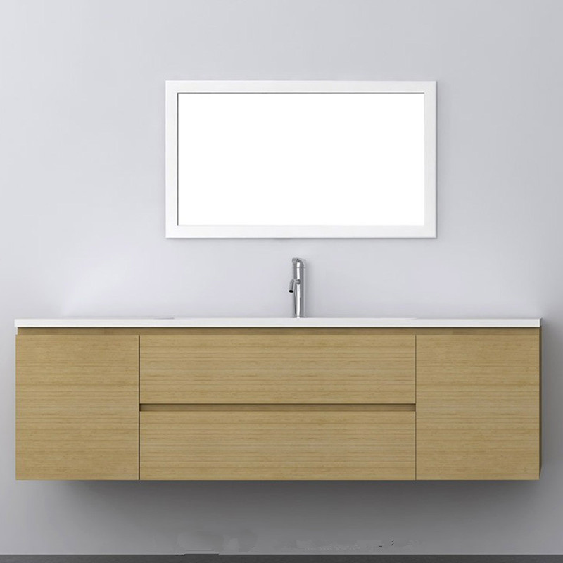 1400mm BathroomSolid Wood Furniture Blum Drawers Side Doors Top Solid Surface Vanity Storage Cloakroom Wall Hung Cabinet 2209-image-407102135