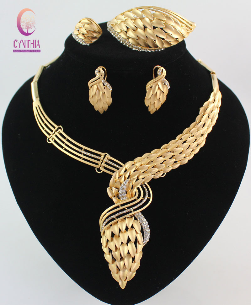 

Arrival African Costume Necklace Jewelry Set 18K Gold Plated Crystal Wedding Women Bridal Accessories Nigerian Jewellry Sets, Silver