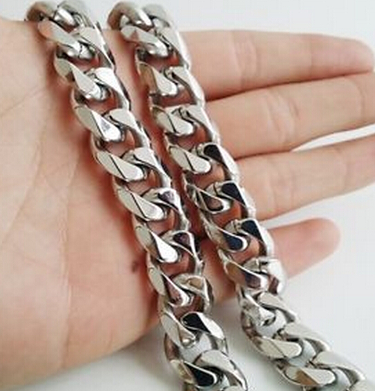

Brand New For Holiday GIft High Quality Silver 316L Stainless steel Fashion curb Link Chain Necklace Cool men Bling 13mm 20''-28''