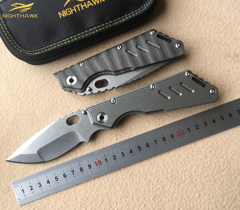 

Free Shipping New Mick Strider Custom MSC XL Dragonspine Folding Knife S35VND2Blade Fire texture Titanium Handle Tactical Survival Tools EDC