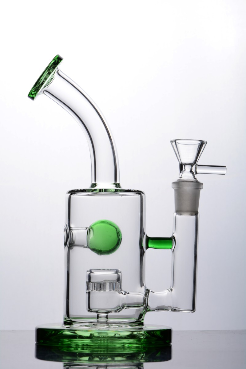 

8 inch Glass bongs with solid base showerhead perc hookahs water pipe shisha dab rig 14mm joint