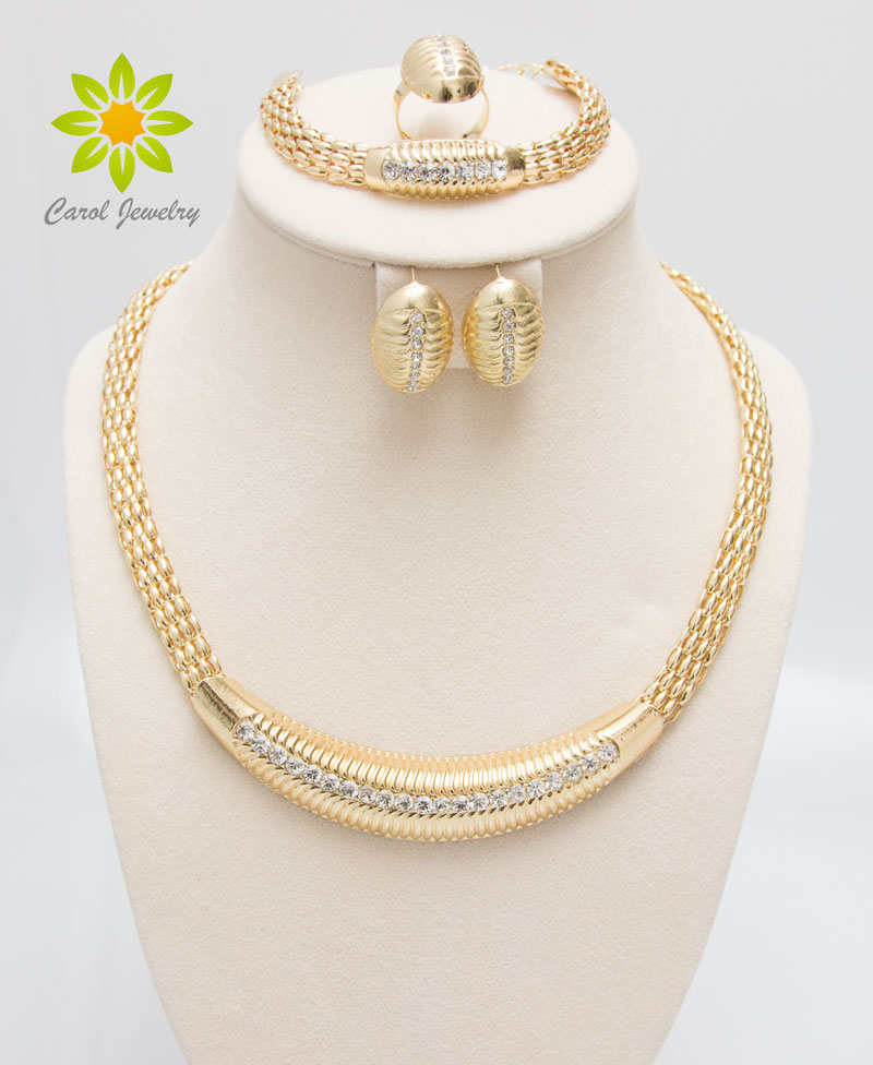 

Free Shipping 24K Gold Filled Popular Necklace Earrings Bracelet Ring African Fashion Women Big Jewelry Sets, Slivery;golden