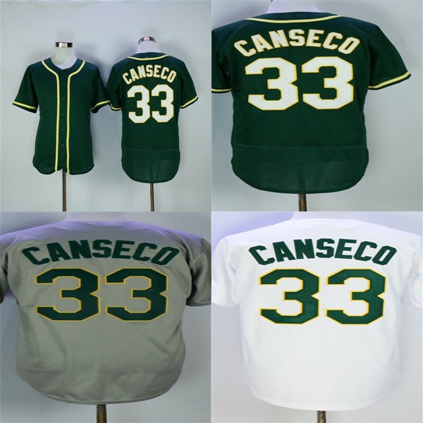 Oakland 33 Jose Canseco Jersey Factory Outlet Mens Womens Kids Toddlers Green Grey White Cool Base Flex Quality Stitched Baseball Jerseys