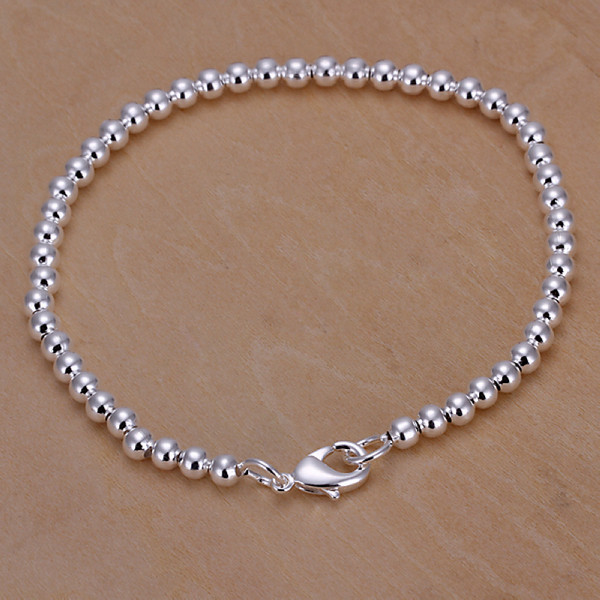 

Hot sale best gift 925 silver 4M beads bracelets - Hollow DFMCH198,Brand new 925 sterling silver plated Chain link bracelets high grade