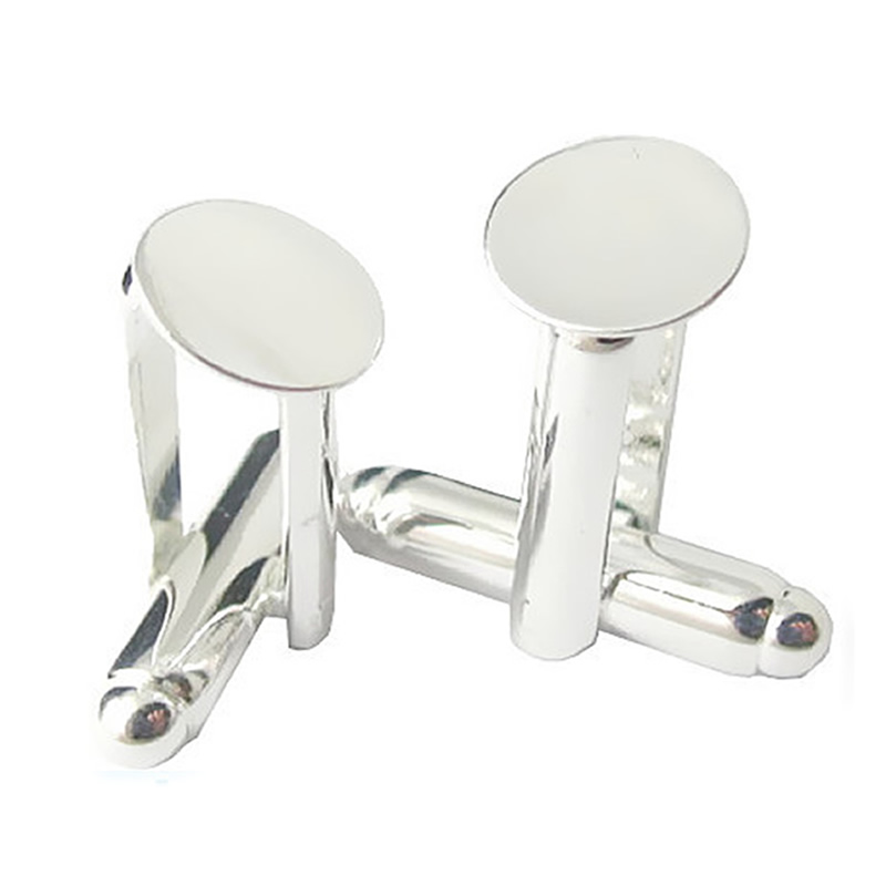 

Beadsnice cufflink blank mens cufflink findings with flat pad 10 mm in silver plated color perfect for designs ID 4743