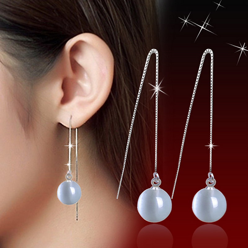 

Fashion (Jewelry Manufacturer) 40 pcs a lot Opal Natural Stone Ear line 925 sterling silver jewelry factory price 1474