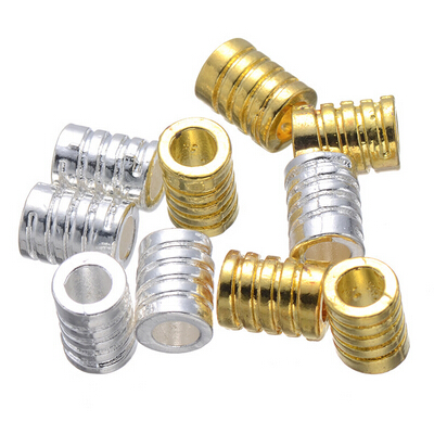 

100 pcs gold and silver metal detailed tube cylinder spacer beads 7.3x10 mm free shipping
