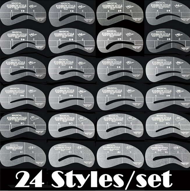 

Eyebrow stencils 24 styles/Set Grooming Stencil Kit Reusable Eyebrow Card Brow template Shaping DIY Beauty Make Up Tools best price