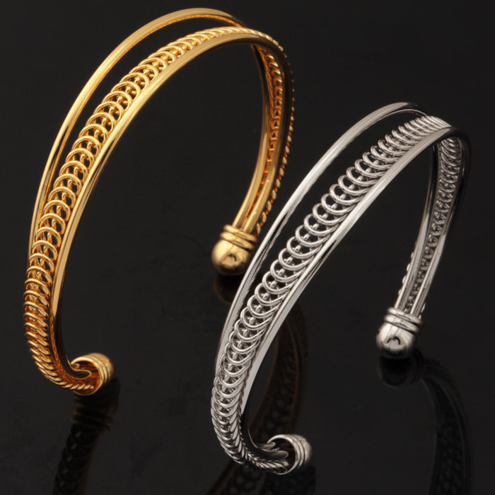 

Vintage Cuff Bangles For Men / Women 18K Gold Plated Cuff Bracelets High Quality Fashion Jewelry Jewellery Wholesale YH5147