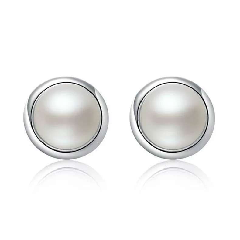 

Top 925 sterling silver items jewelry pearl stud earrings vintage wedding girl charms ethnic free shipping, Golden;silver