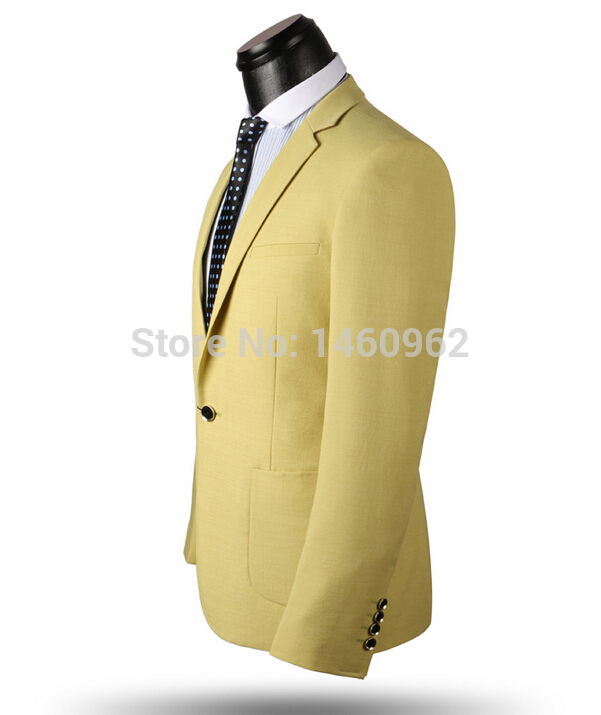 

Wholesale-Carpaton new fashion korean stylish on sale men multifunction dress suit, light yellow color, two-piece one buckle 2 pockets