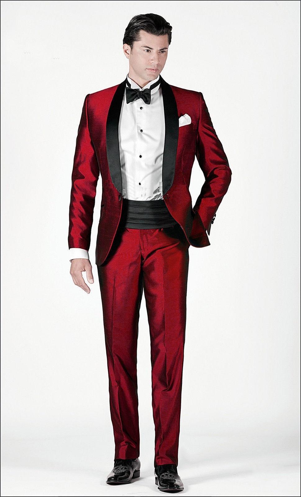 

Excellent Style One Button Dark Red Groom Tuxedos Shawl Lapel Groomsmen Mens Wedding Dresses Prom Suits (Jacket+Pants+Girdle+Tie) H338, Navy blue