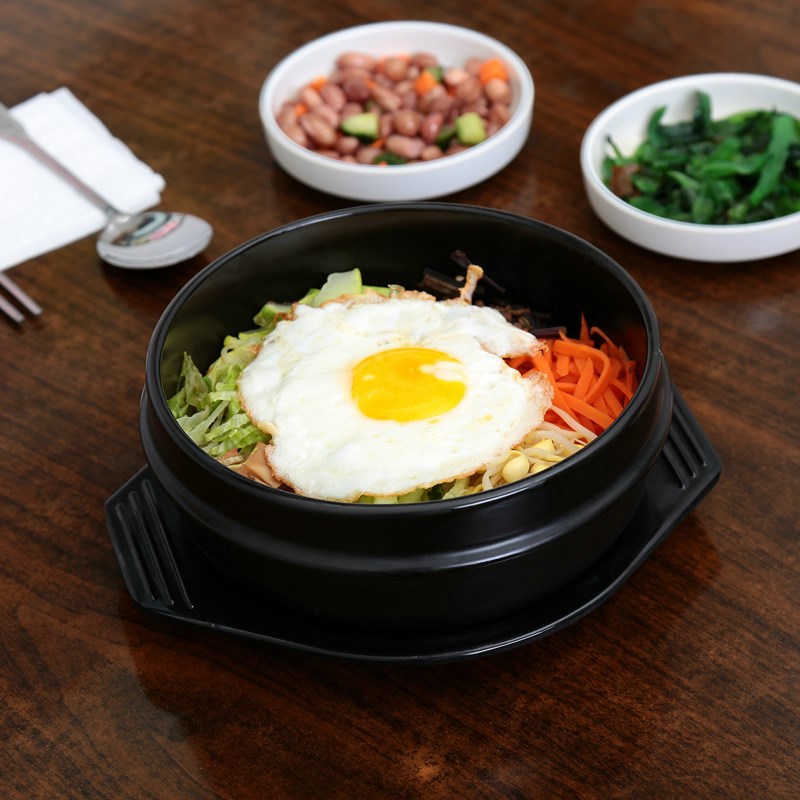 

Wholesale-Korean Cuisine Dolsot Stone Bowl Earthenware Pot for Bibimbap Jjiage Ceramic With Tray Professional Packing
