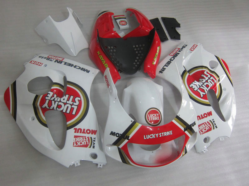 

High quality fairing kit for SUZUKI GSXR600 GSXR750 1996-2000 GSX-R600/750 96 97 98 99 00 red white LUCKY STRIKE fairings set GB11, Same as picture