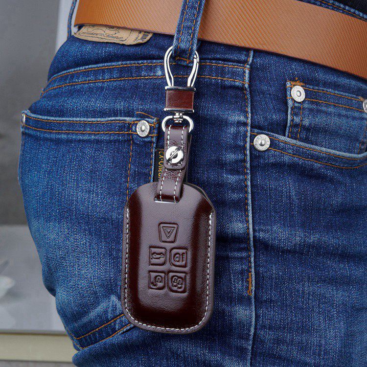 

leather key case cover for Auto Land Rover discovery 4 3 freelander 2 range rover Evoque keyrings key holders wallet keychain accessories, Coffee