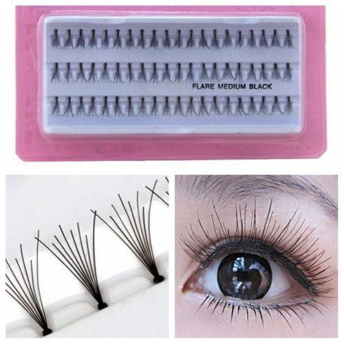 Wholesale-60pcs/Set Individual Lashes Black False Eyelash Natural Long Cluster Eye Lashes Extension Makeup Beauty Health Makeup 8/10/12mm-image-375932792