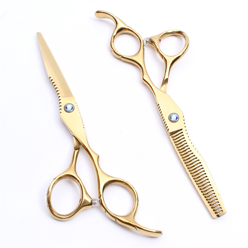 

C1011 6" JP 440C Customized Logo Golden High Quality Professional Human Hair Scissors Cutting Thinning Shears Barbers' Hairdressing Shears