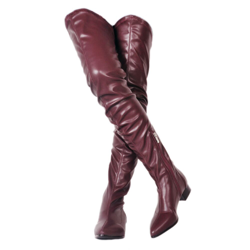 

Kolnoo Women's Handmade Fashion Boots Solid Long Boots Winter Thigh-high Boots Party Prom Flats Shoes XD721-1, Brown