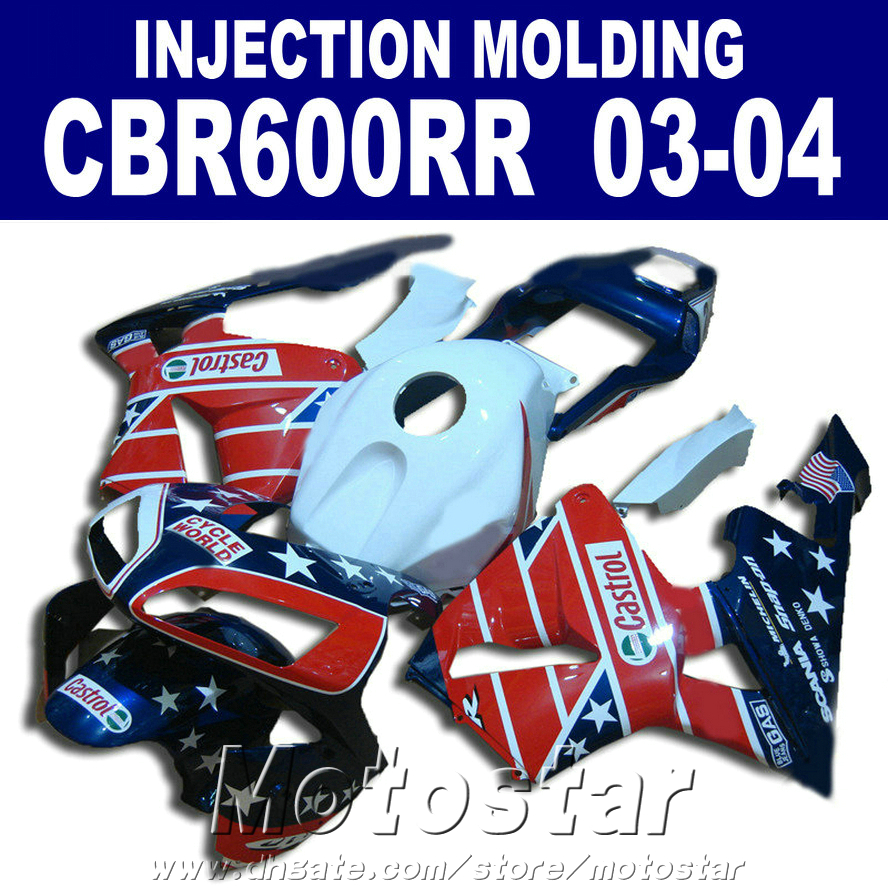 

7Gifts ABS plastic for HONDA CBR 600RR fairing 2003 2004 Injection Molding 03 04 CBR600RR red blue custom fairing WHX4, Same as picture