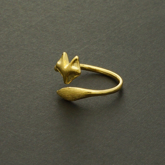 

1PCS- R023 Gold Silver Cute Fox Adjustable Rings Simple 3d Animal Fox Face Ring Fox Tail Ring Tiny Twisted Fox Rings for Women