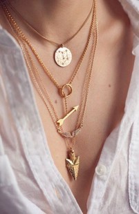 Gold Necklace for women gold plated European and American shoot arrows angel wings charms multi layer exaggerated necklace nl-2336-image-230676148