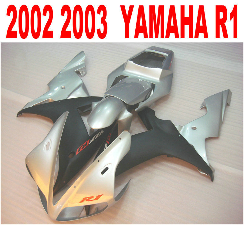 

Lowest price fairing kit for YAMAHA Injection mold YZF-R1 2002 2003 matte black silver plastic fairings set yzf r1 02 03 HS33, Same as the picture shows