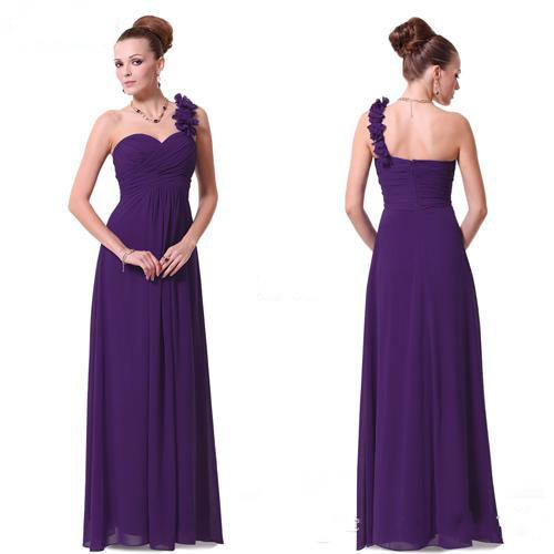 

Generous Dress Long Purple Bridesmaid Dresses A-line One Shoulder Wedding Ceremony Women Gowns Flowers Chiffon Maid of Honor Vestidos