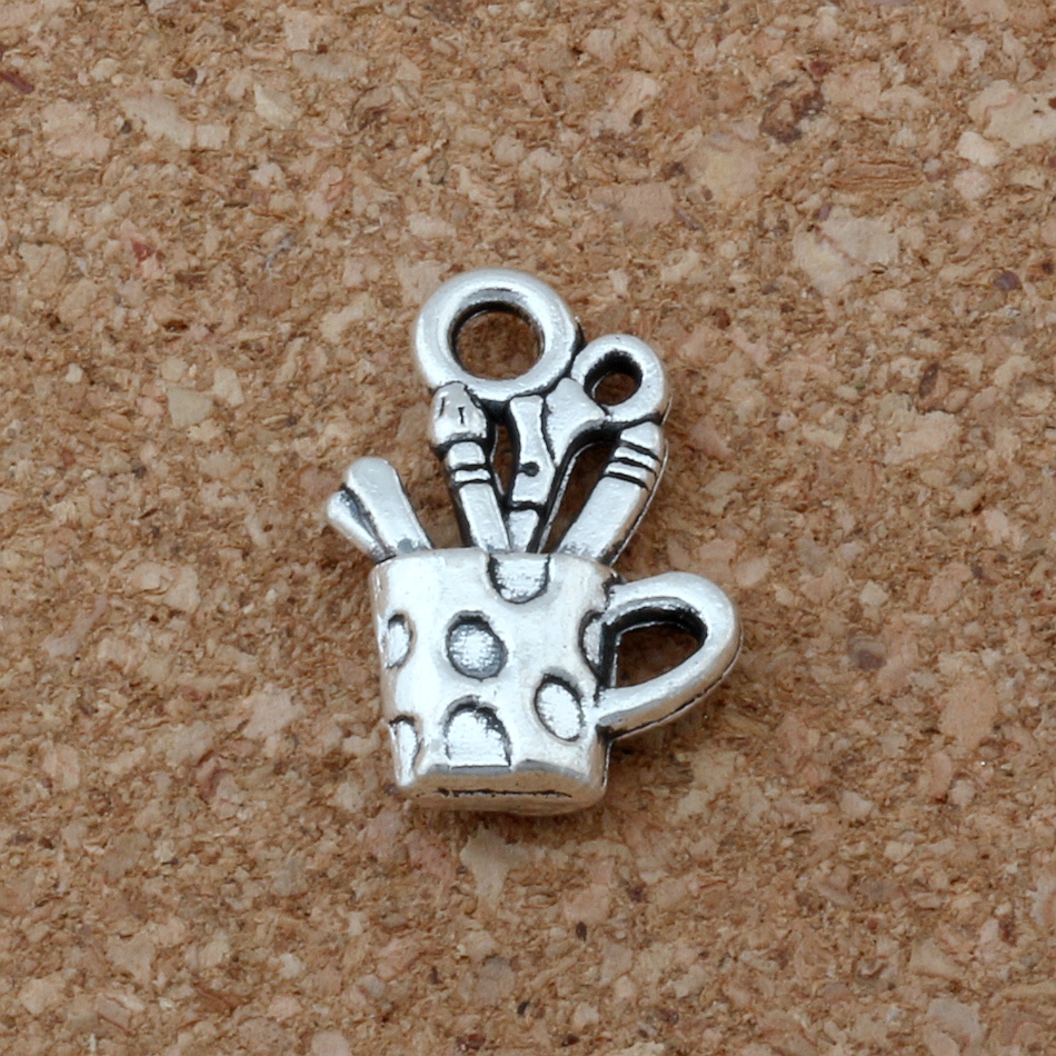 

MIC 100 pcs Antique Silver zinc alloy 3D Cup Charm pendants DIY Jewelry 18 x 13 mm