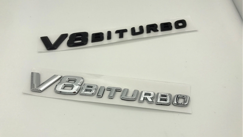 

ABS 3D Black/silver V8 BITURBO Number Letters Trunk Emblem Badge Sticker fit for Mercedes Benz