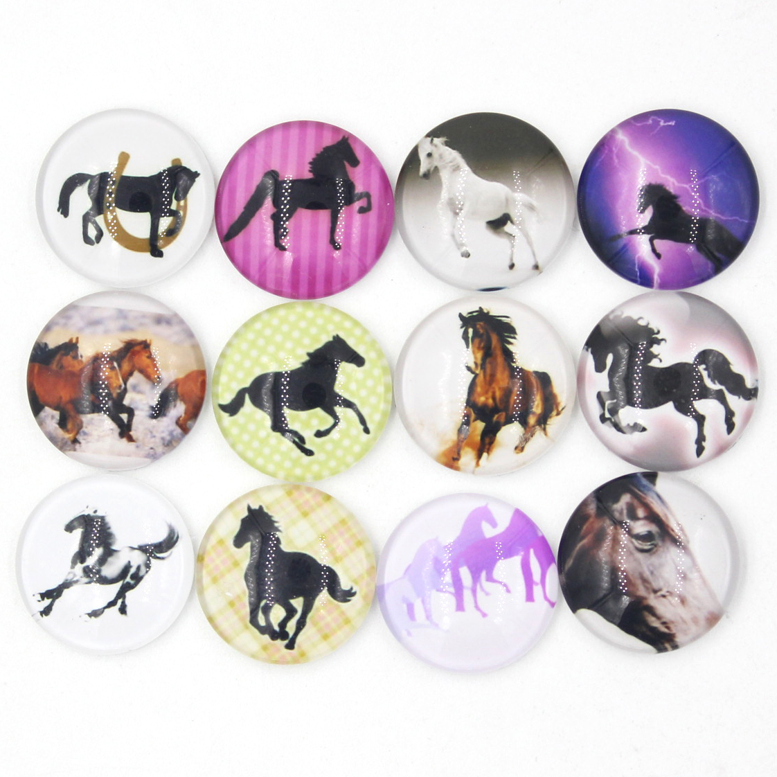 Livraison Gratuite NOUVELLE Arrivée 18mm Cabochon Verre Pierre Boutons Cheval Équestre DIY Snaps pour 18mm Snap Bijoux Bracelet Collier Anneau Bo
