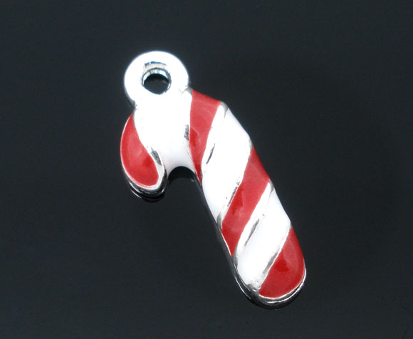 20PCs Enamel Christmas Candy Cane Charms Pendants19x8mm Christmas Decoration party decoration-image-268384104