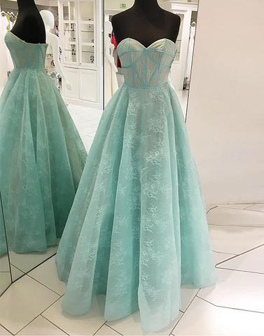 

Mint Lace Cheap Evening Dress Sweetheart A line Open Back Real Photos Floor length Prom Formal Pageant Dresses Gowns New Hot Sale Party, Red