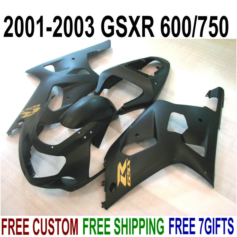 

High quality fairing kit for SUZUKI GSXR600 GSXR750 2001 2002 2003 K1 all matte black GSXR 600 750 fairings set 01-03 RA13, Same as the picture shows