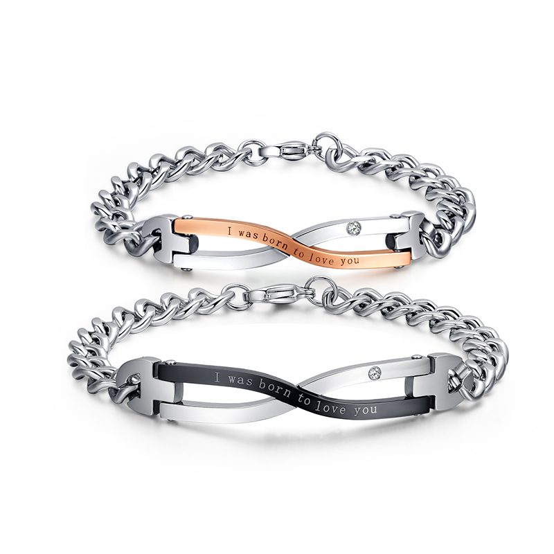 

2014 brand design bracelets for couples stainless steel love jewelry wholesale