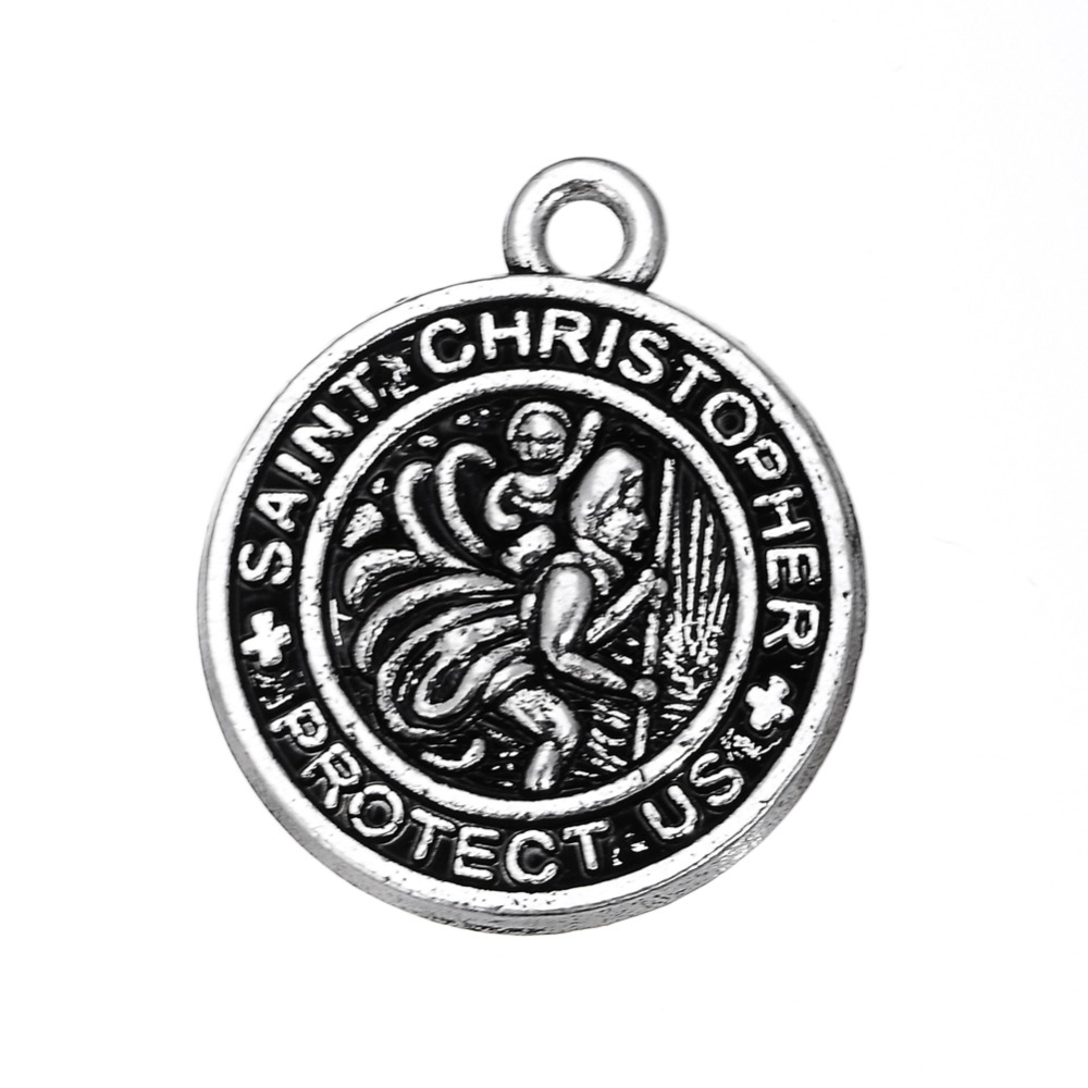 

Free shipping New Fashion Easy to diy 20pcs St Christopher protect us gift religious charm jewelry making fit for necklace or bracelet