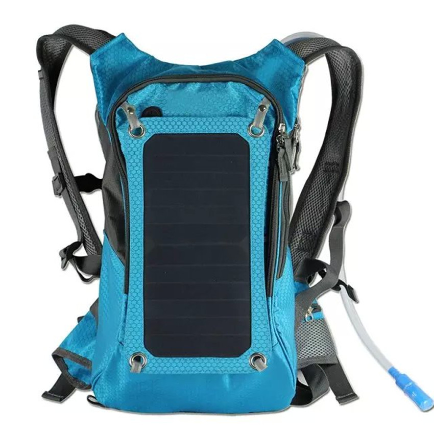 

High quality 5V Solar Panel Battery Charging Business Travel Backpacks Tourism Outdoor Climbing USB Output Charger Backpack, Sky blue