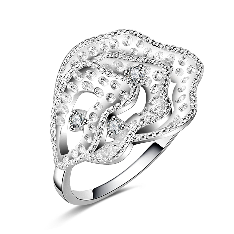 

Free Shipping New 925 Sterling Silver fashion jewelry Eternal love with White Diamond With Pave zircon ring hot sell girl gift 1733