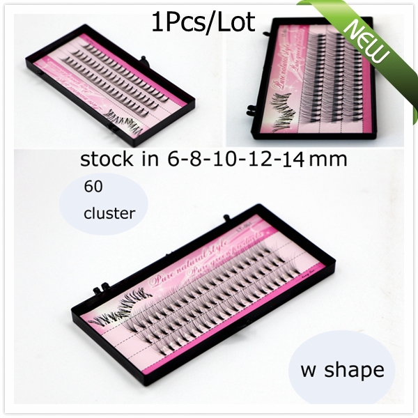 

Wholesale-Free shipping 1Pcs/Lot high quality w shape super soft synhetic mink individual eyelashes extension 60 cluster/box