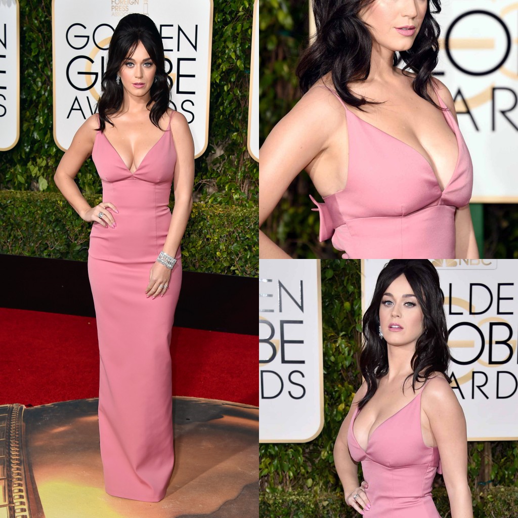 73e Golden Globes Robes de piste Katy Perry Sexy bretelles spaghetti col V Robes de soirée longues formelles