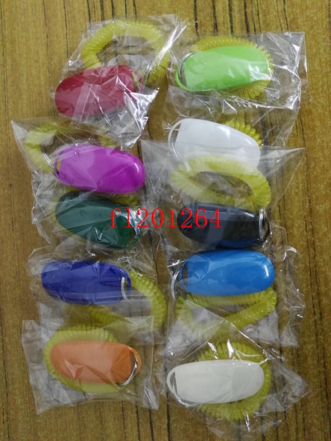 

10pcs/lot Free Shipping wholesale Fashion Dog Pet Click Clicker Training Trainer Aid Wrist Mix colors