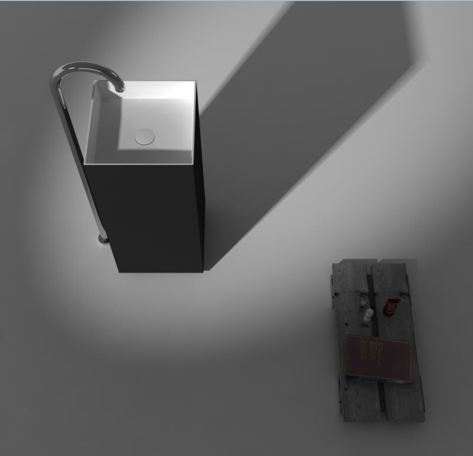 Solid Surface Stone Freestanding Wash Sink Bathroom Vanity Washbasin Cloakroom Pedestal Vessel RS38339-image-372090414