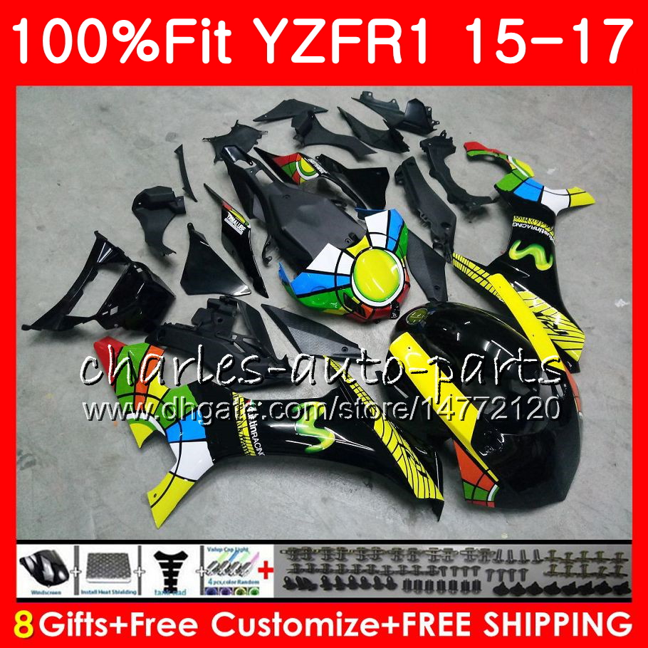 

Injection Body For YAMAHA gloss black YZF 1000 YZF-R1 15 17 YZF R1 2015 2016 2017 87NO29 YZF1000 YZF R 1 YZF-1000 YZFR1 15 16 17 Fairing kit, No. 1
