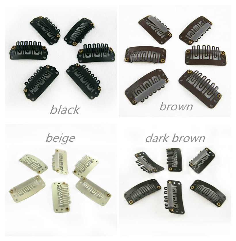 

3.2cm Hair Clips U Tip Snap For Hair Extensions Weft Wigs Hair Accessories 32mm 4 colors available,100pcs/lot, Black;brown
