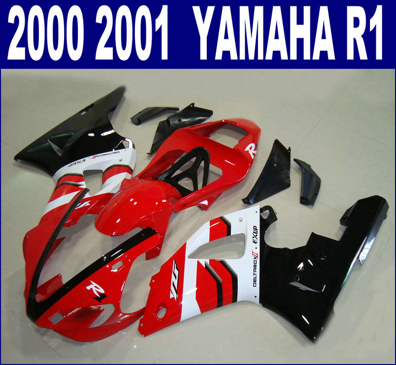 

High quality fairing kit for YAMAHA 2000 2001 YZF R1 YZF1000 00 01 red white black custom fairings set RQ28 + 7 gifts, Same as the picture shows