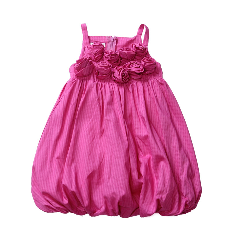 

Girls Summer Dress Kids Flower Clothing Children Clothes Girl Ball Dresses Cute Baby Girl Roses Suspender, Pink