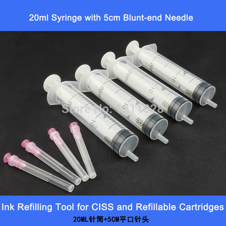 

CISS CIS and Cartridge Ink Refill tool,20ml syringes plus 5cm blunt needles with protective covers