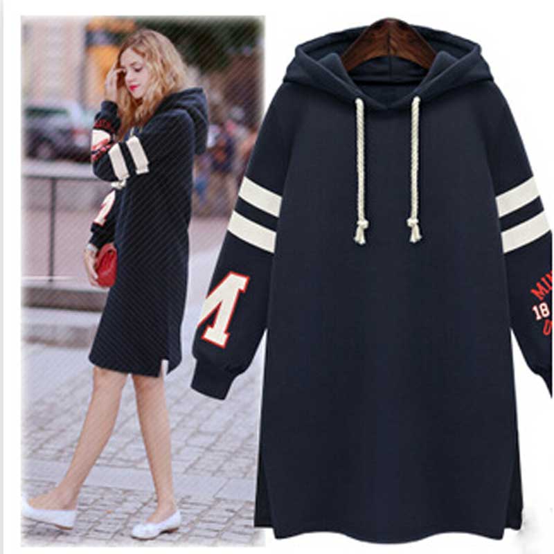 Europe grande taille femmes 2015 hiver manches longues lâche plus épais pull à capuche coton longue section sweat-shirt femmes manteaux XL-5XL