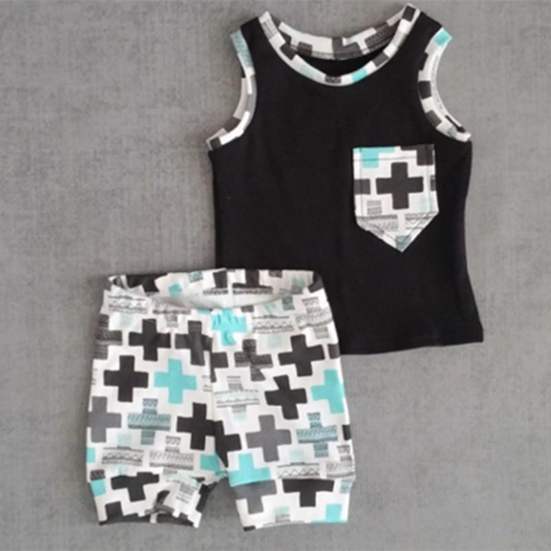Garçon de mode INS gilet manches costumes 2016 nouveaux enfants gilet manches + shorts 2 pcs plus signe costume vêtements bébé BY0000