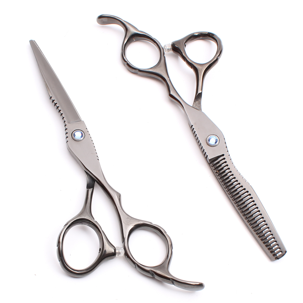 

C1011 6" Japan 440C Customized Logo Black High Quality Professional Human Hair Scissors Cutting Thinning Shears Barbers' Hairdressing Shears